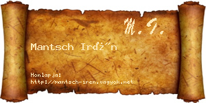 Mantsch Irén névjegykártya